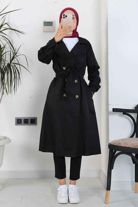 Női modest trencskó – fekete – fekete