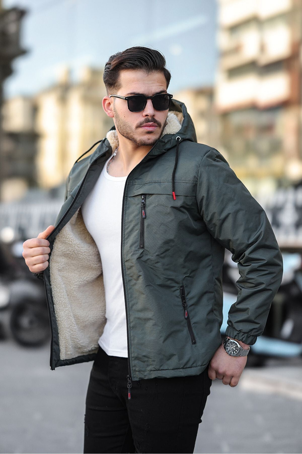 Férfi dzseki – khaki