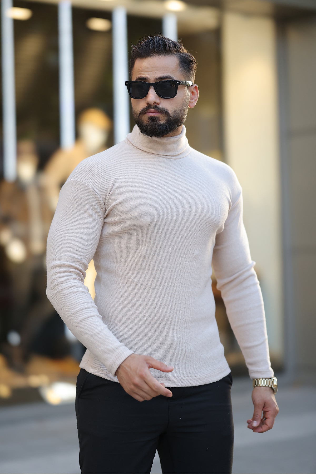 Férfi pulóver – bézs