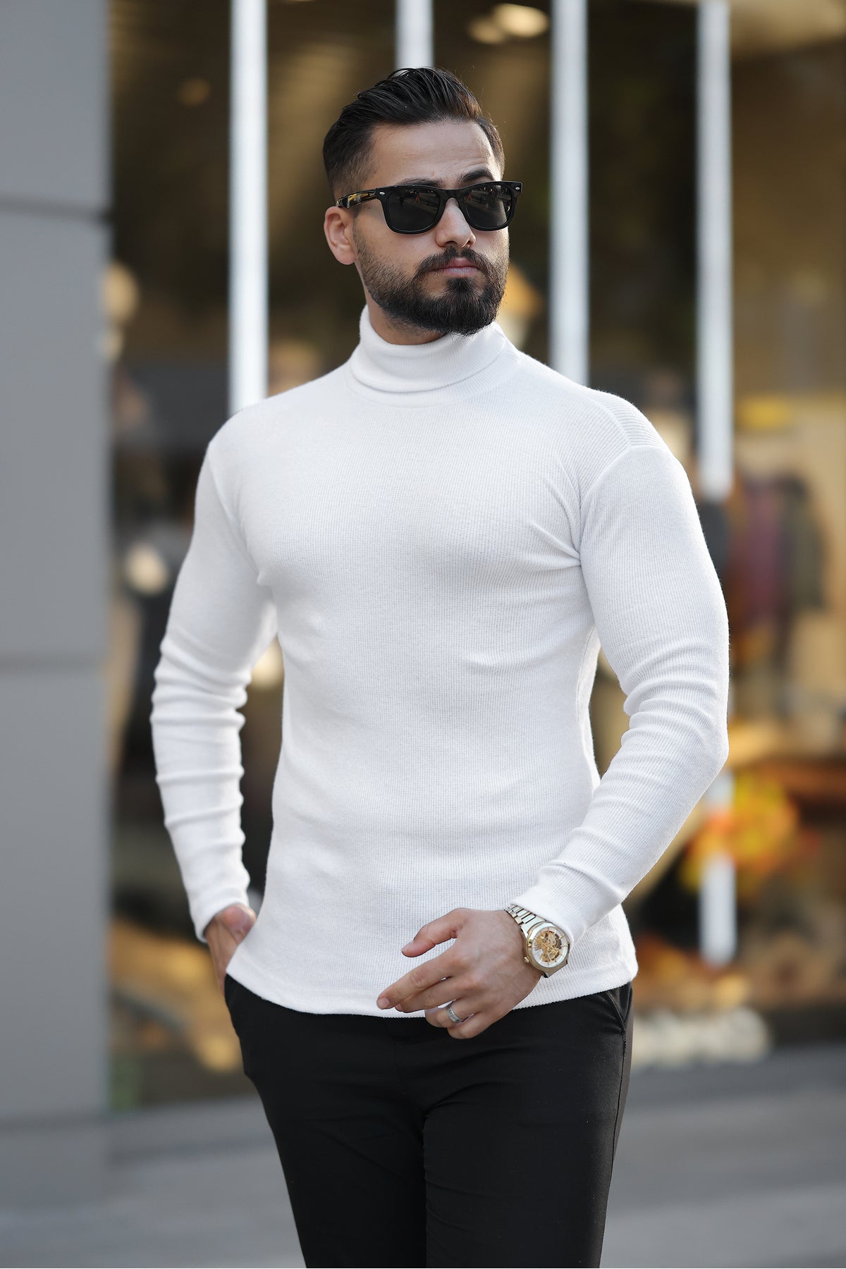 Férfi pulóver – fehér