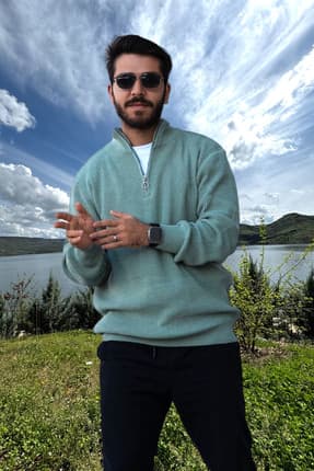 Férfi pulóver – zöld